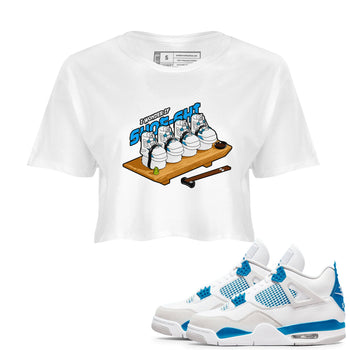 Air Jordan 4 Industrial Blue shirt to match jordans Shoe-Shi sneaker tees Air Jordan 4 Military Blue SNRT Sneaker Release Tees White 1 crop length shirt