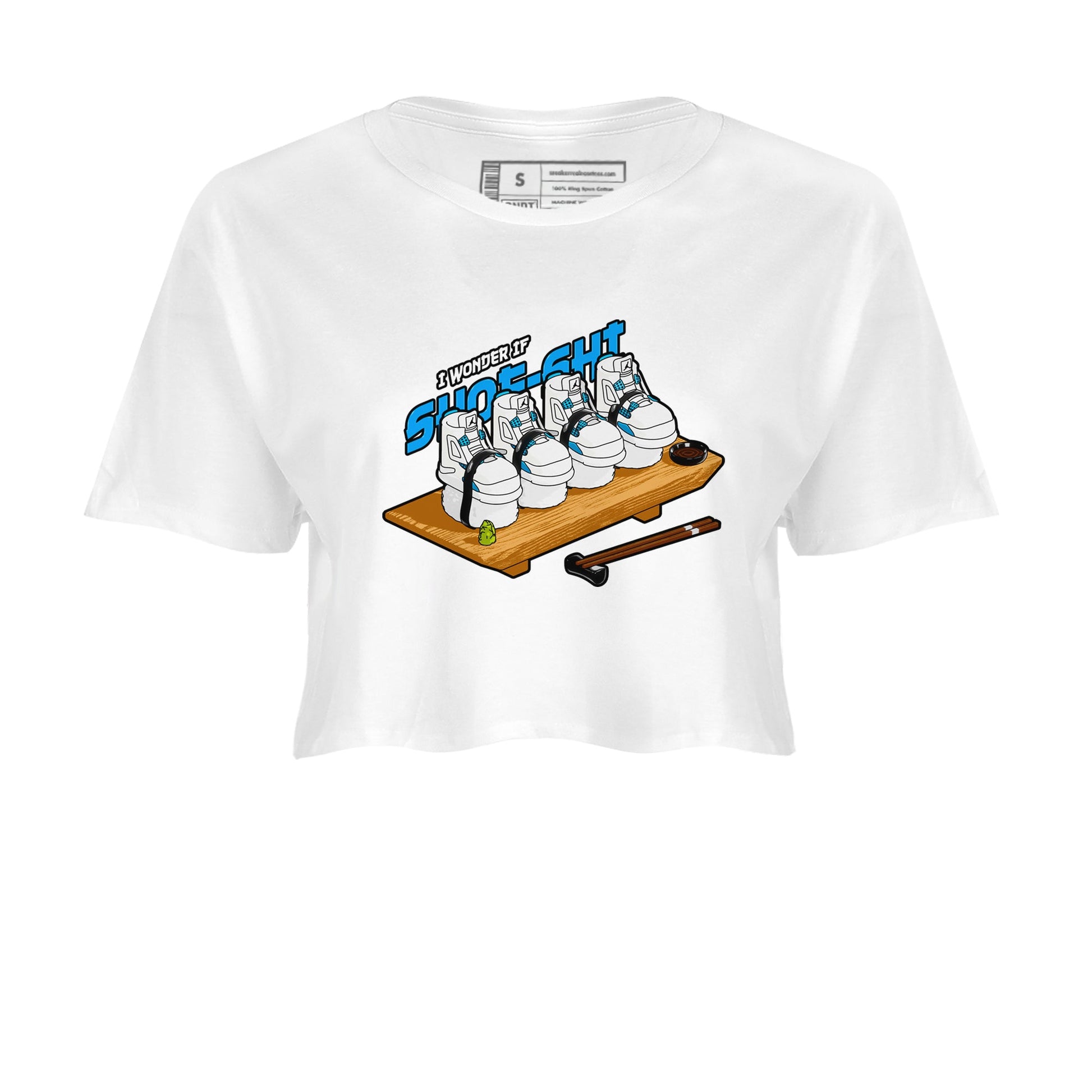 Air Jordan 4 Industrial Blue shirt to match jordans Shoe-Shi sneaker tees Air Jordan 4 Military Blue SNRT Sneaker Release Tees White 2 crop length shirt