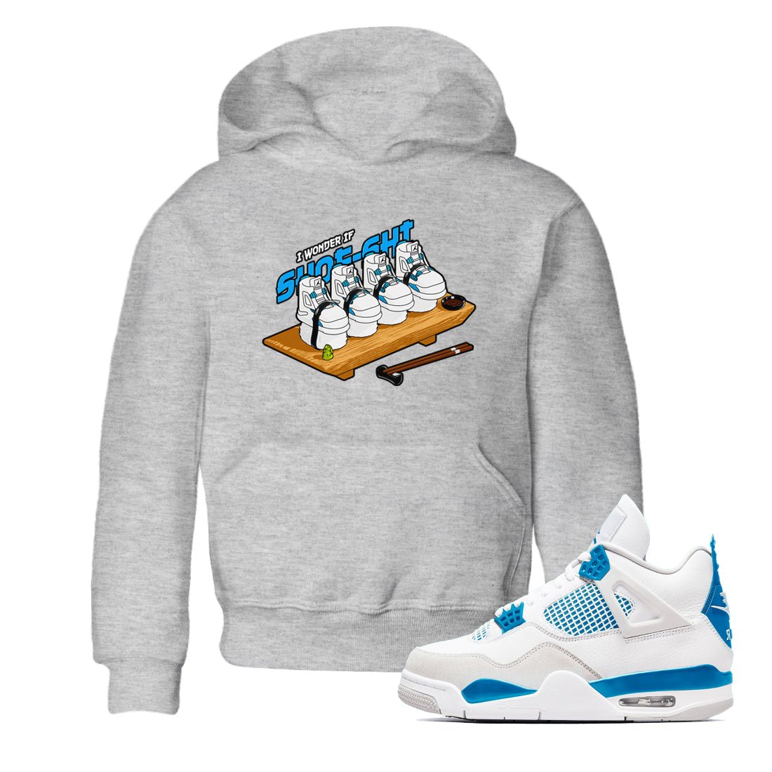 Air Jordan 4 Industrial Blue shirt to match jordans Shoe-Shi sneaker tees Air Jordan 4 Military Blue SNRT sneaker release tees baby toddler Heather Grey 1 cotton Shirt