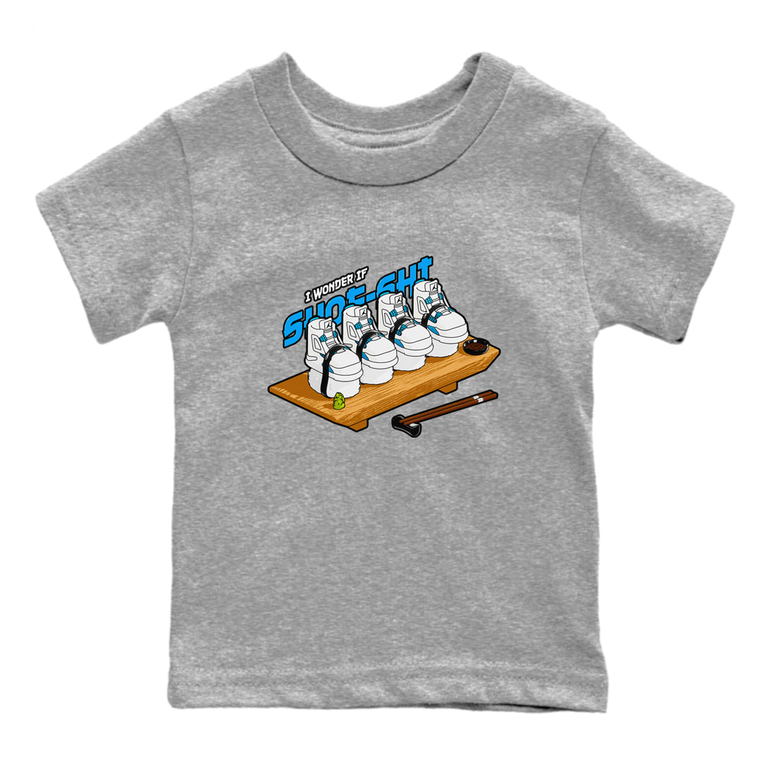 Air Jordan 4 Industrial Blue shirt to match jordans Shoe-Shi sneaker tees Air Jordan 4 Military Blue SNRT sneaker release tees baby toddler Heather Grey 2 cotton Shirt