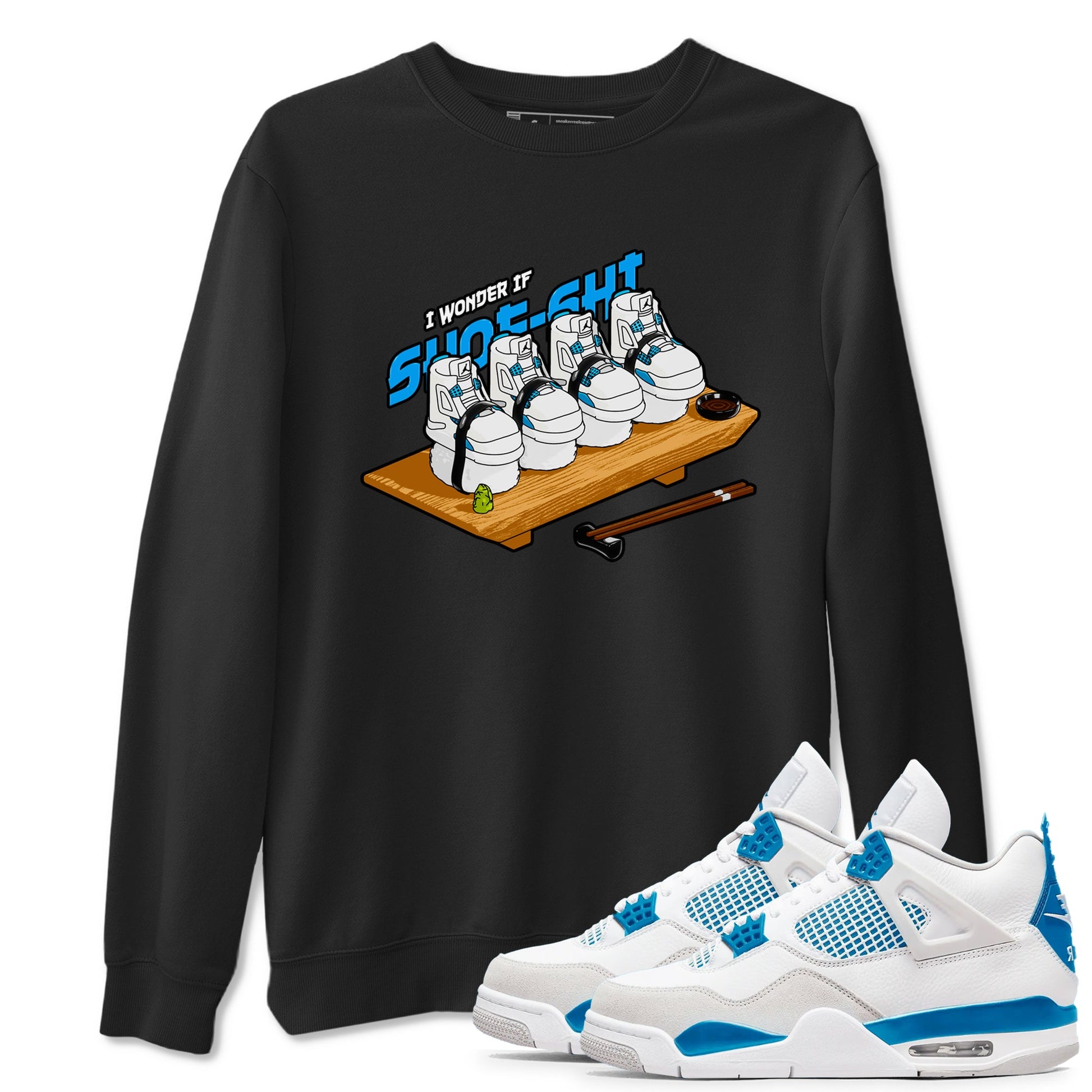 Air Jordan 4 Industrial Blue shirt to match jordans Shoe-Shi sneaker tees Air Jordan 4 Military Blue SNRT Sneaker Release Tees unisex cotton Black 1 crew neck shirt