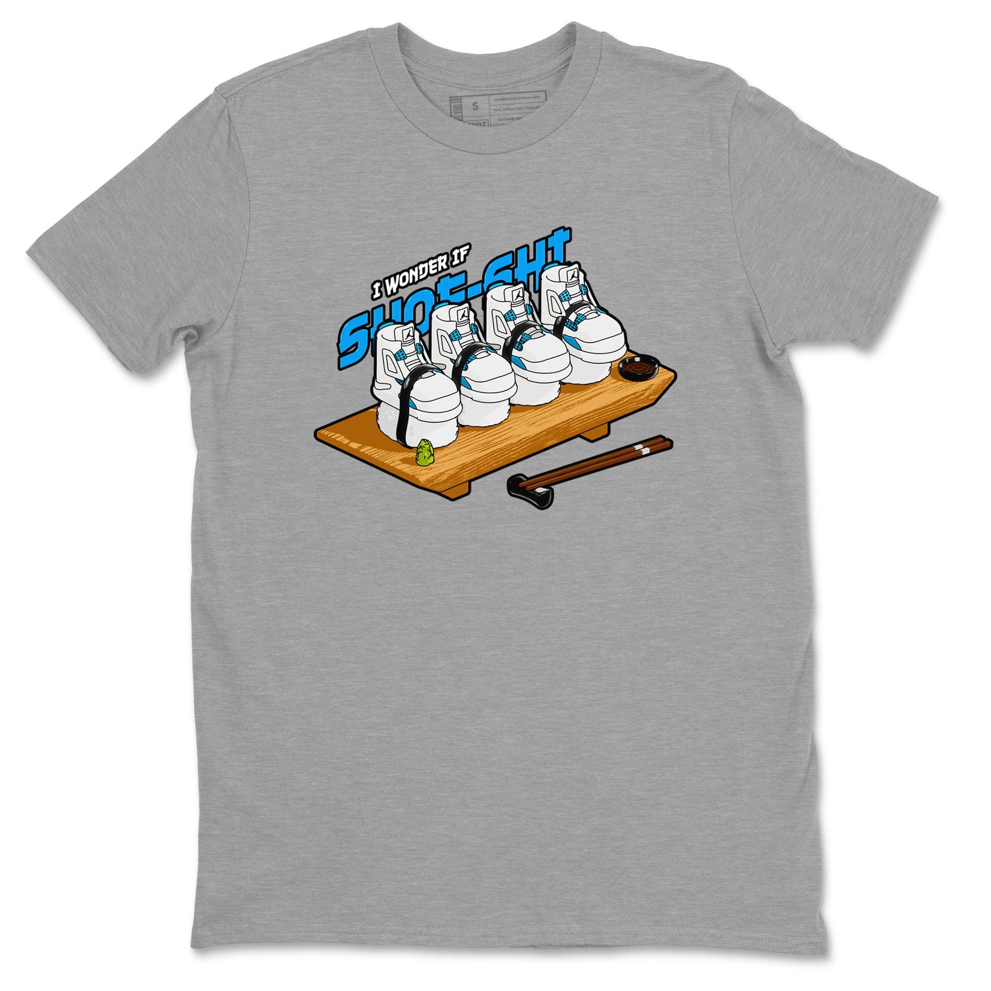 Air Jordan 4 Industrial Blue shirt to match jordans Shoe-Shi sneaker tees Air Jordan 4 Military Blue SNRT Sneaker Release Tees unisex cotton Heather Grey 2 crew neck shirt