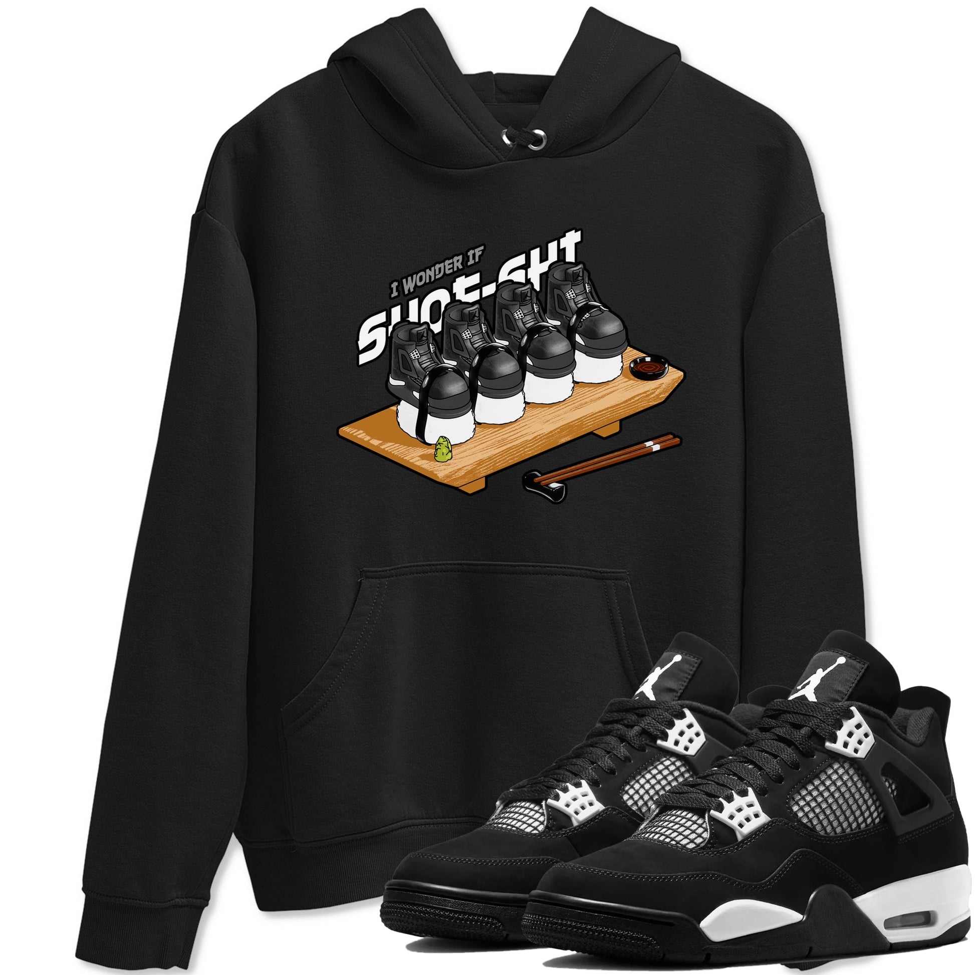 4s White Thunder shirts to match jordans Shoe-Shi sneaker match tees Air Jordan 4 White Thunder SNRT Sneaker Release Tees unisex cotton Black 1 crew neck shirts