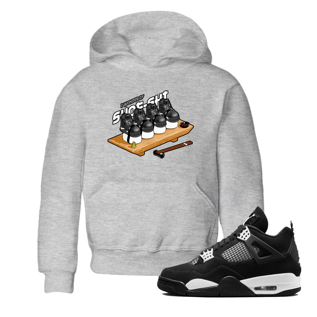 4s White Thunder shirts to match jordans Shoe-Shi sneaker match tees Air Jordan 4 White Thunder SNRT Sneaker Release Tees Youth Baby Heather Grey 1 crew neck shirts