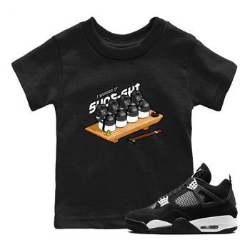 4s White Thunder shirts to match jordans Shoe-Shi sneaker match tees Air Jordan 4 White Thunder SNRT Sneaker Release Tees Youth Baby Black 1 crew neck shirts