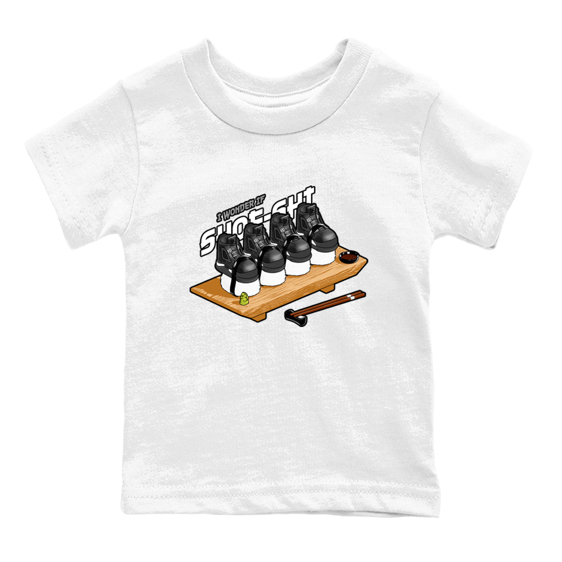 4s White Thunder shirts to match jordans Shoe-Shi sneaker match tees Air Jordan 4 White Thunder SNRT Sneaker Release Tees Youth Baby White 2 crew neck shirts