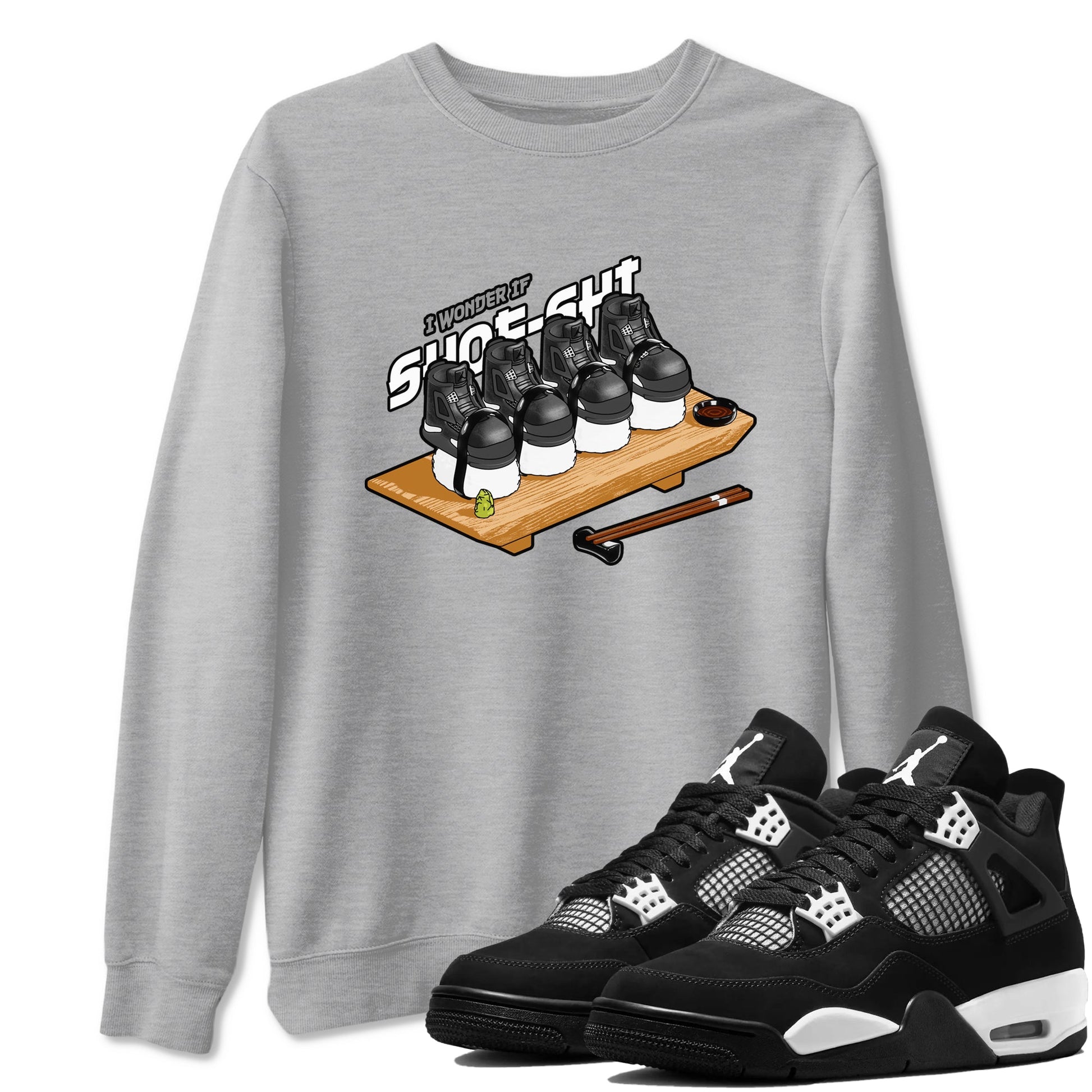 4s White Thunder shirts to match jordans Shoe-Shi sneaker match tees Air Jordan 4 White Thunder SNRT Sneaker Release Tees unisex cotton Heather Grey 1 crew neck shirts