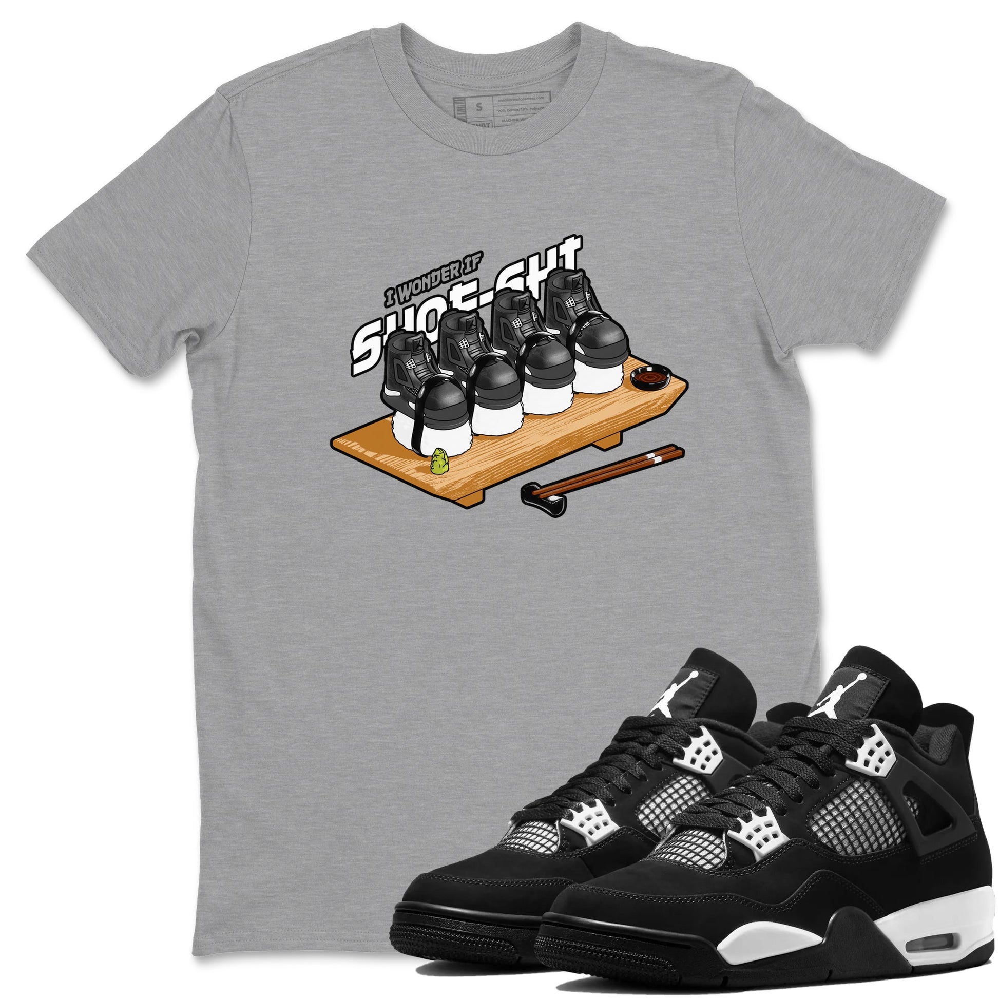 4s White Thunder shirts to match jordans Shoe-Shi sneaker match tees Air Jordan 4 White Thunder SNRT Sneaker Release Tees unisex cotton Heather Grey 1 crew neck shirts