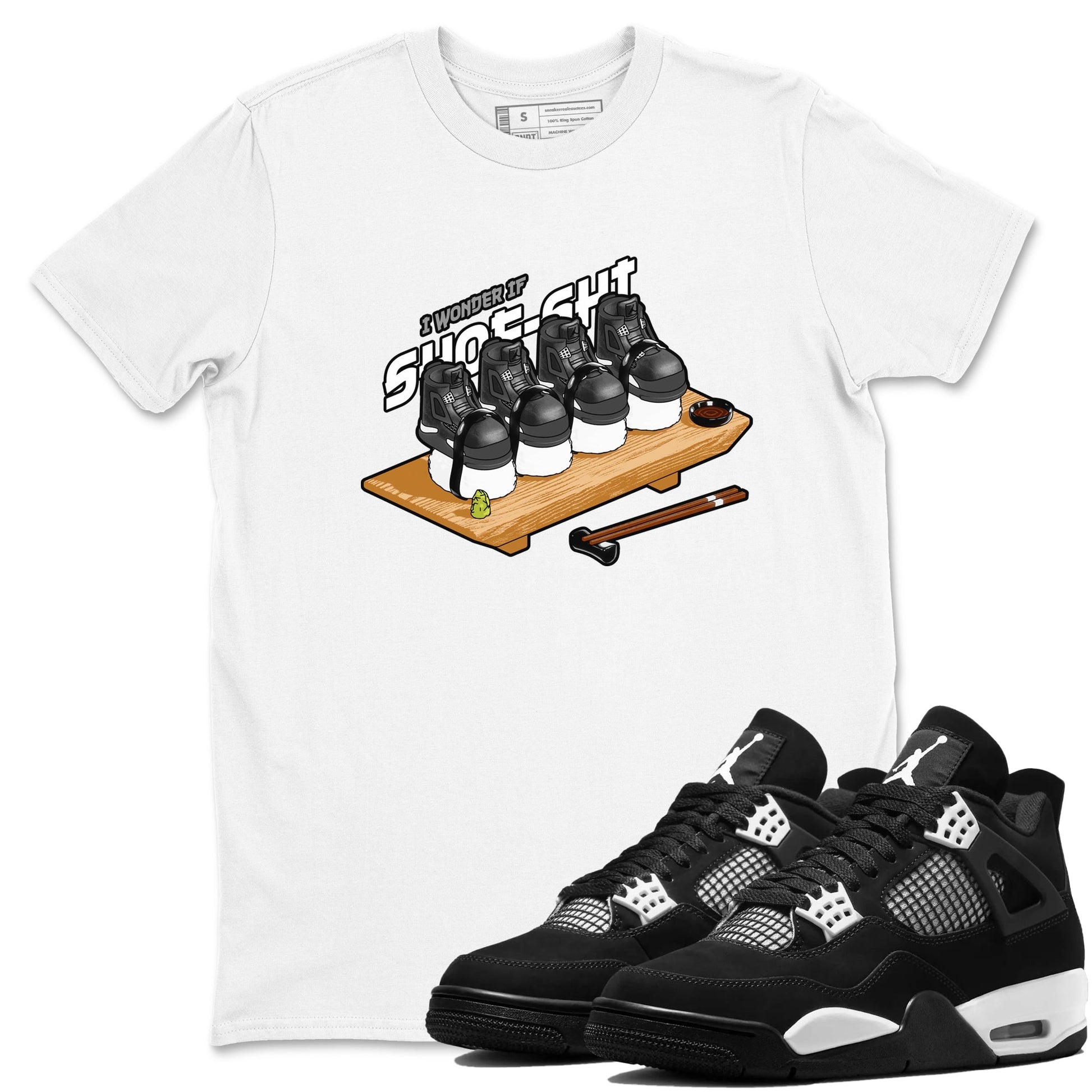 4s White Thunder shirts to match jordans Shoe-Shi sneaker match tees Air Jordan 4 White Thunder SNRT Sneaker Release Tees unisex cotton White 1 crew neck shirts