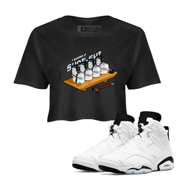 AJ6 White Black shirts to match jordans Shoe-Shi sneaker match tees Air Jordan 6 White Black SNRT Sneaker Tees streetwear brand Black 1 crop tee