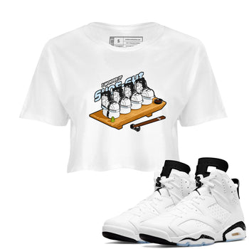AJ6 White Black shirts to match jordans Shoe-Shi sneaker match tees Air Jordan 6 White Black SNRT Sneaker Tees streetwear brand White 1 crop tee
