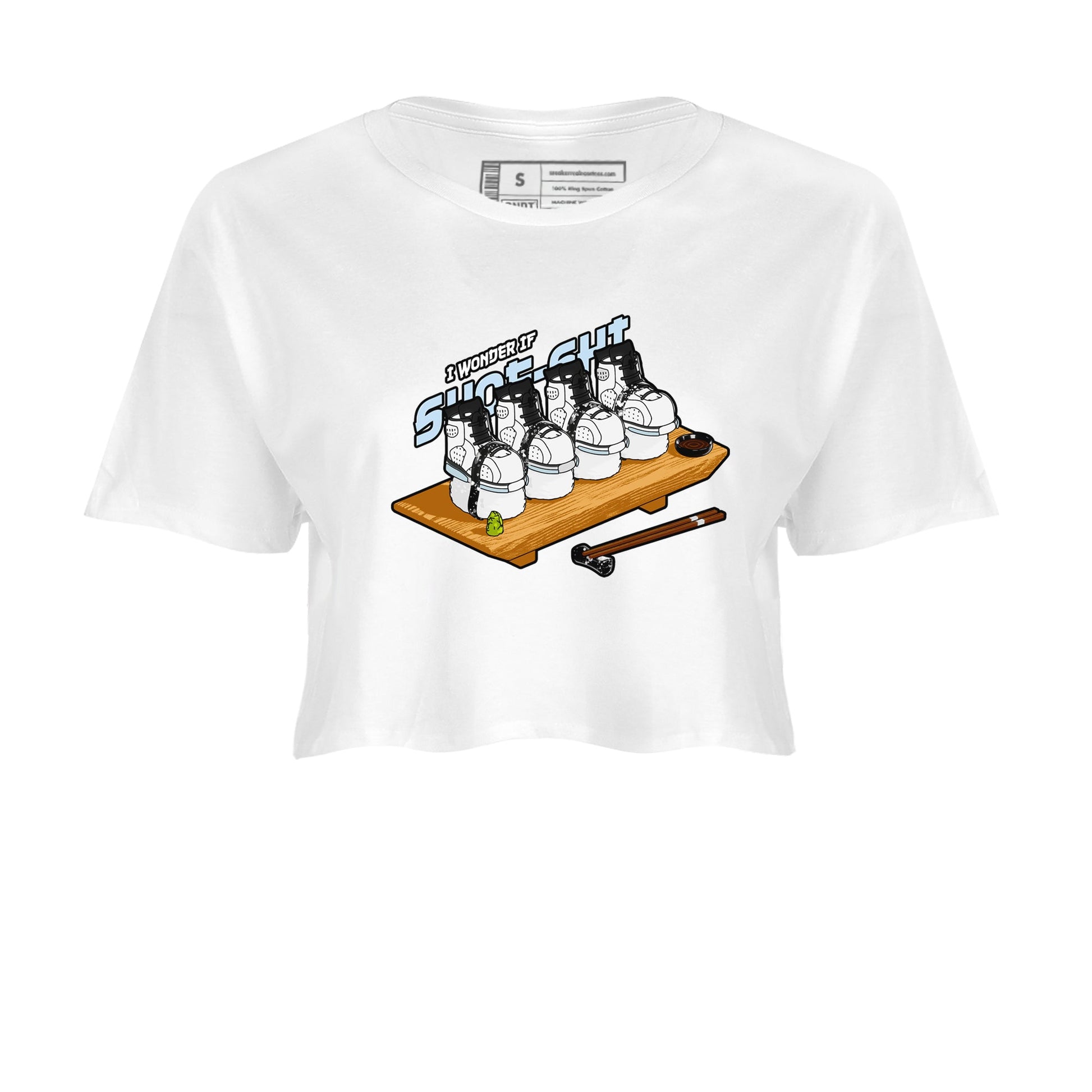 AJ6 White Black shirts to match jordans Shoe-Shi sneaker match tees Air Jordan 6 White Black SNRT Sneaker Tees streetwear brand White 2 crop tee