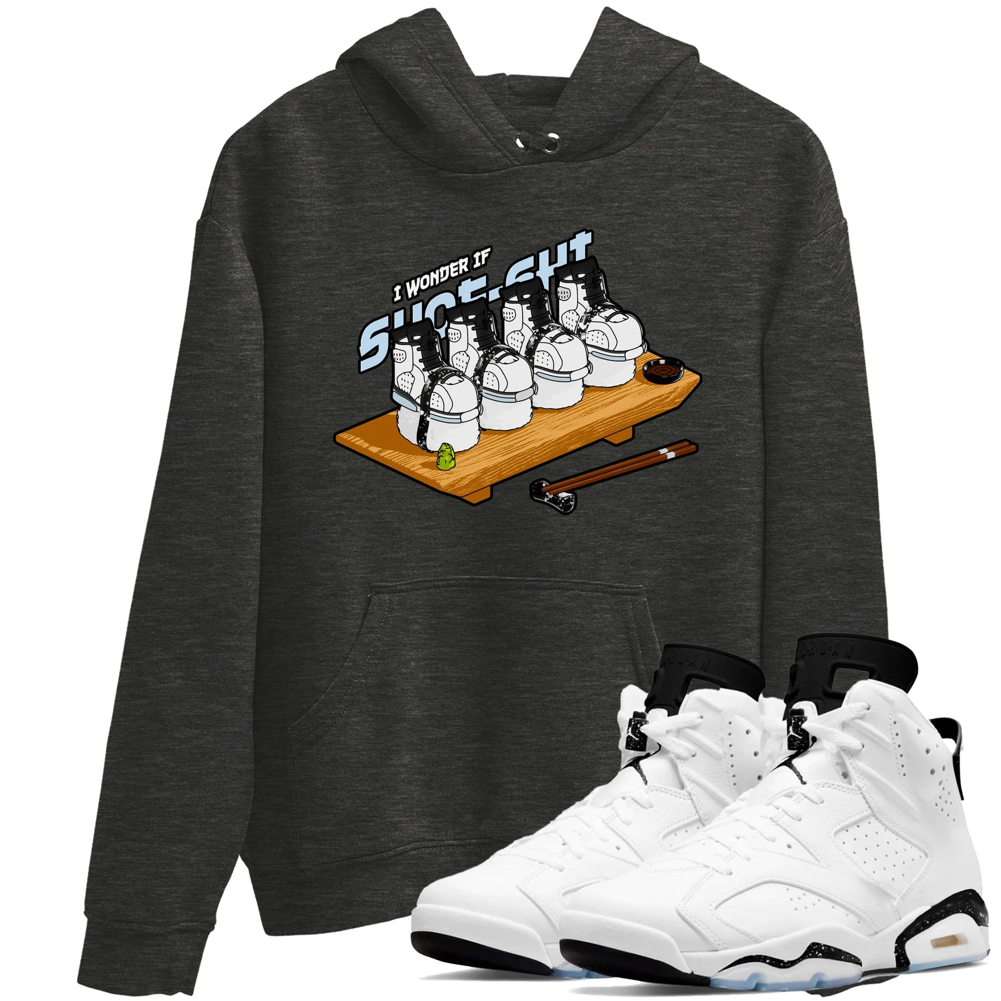 AJ6 White Black shirts to match jordans Shoe-Shi sneaker match tees Air Jordan 6 White Black SNRT Sneaker Tees streetwear brand Charcoal Heather 1 unisex cotton tee