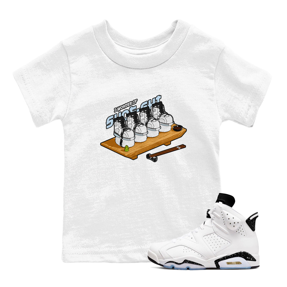 AJ6 White Black shirts to match jordans Shoe-Shi sneaker match tees Air Jordan 6 White Black SNRT Sneaker Tees streetwear brand Baby and Youth White 1 cotton tee