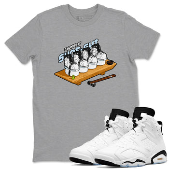 AJ6 White Black shirts to match jordans Shoe-Shi sneaker match tees Air Jordan 6 White Black SNRT Sneaker Tees streetwear brand Heather Grey 1 unisex cotton tee