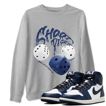 1s Midnight Navy shirts to match jordans Shoot Dice sneaker match tees Air Jordan 1 Midnight Navy match shoes to clothes SNRT Sneaker Tees unisex cotton Heather Grey 1 shirts