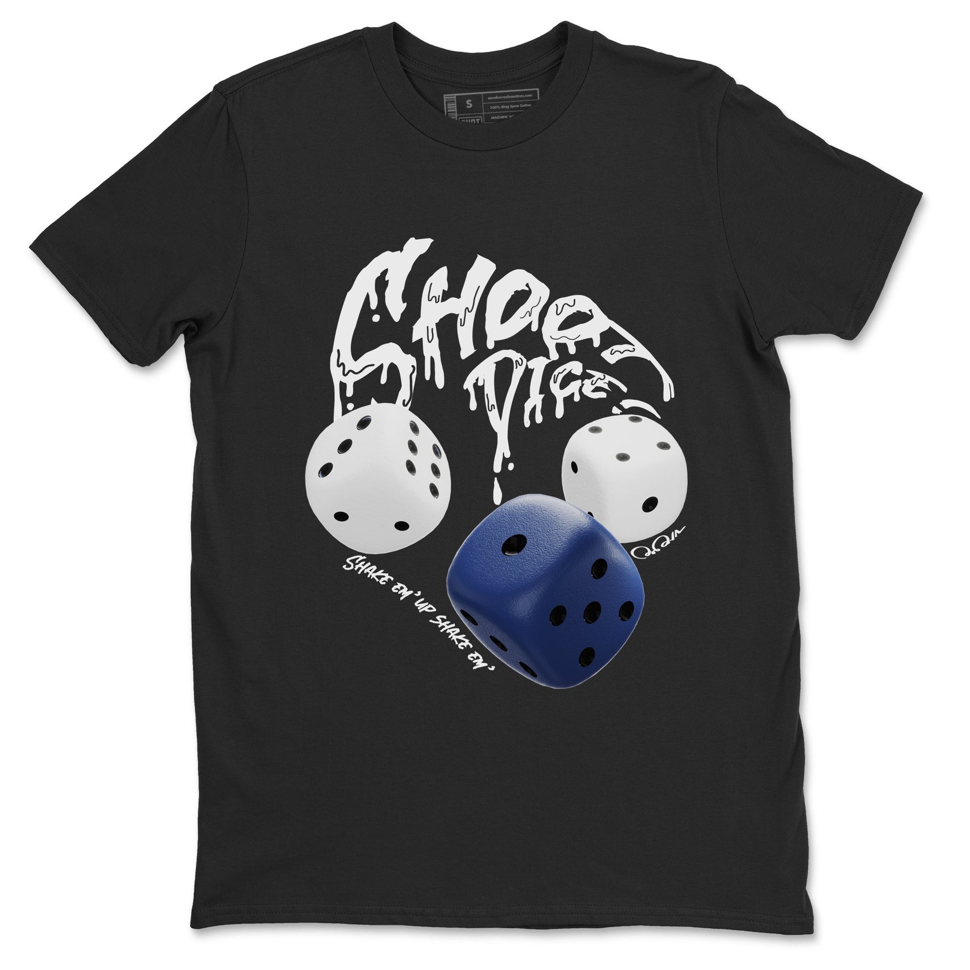 1s Midnight Navy shirts to match jordans Shoot Dice sneaker match tees Air Jordan 1 Midnight Navy match shoes to clothes SNRT Sneaker Tees unisex cotton Black 2 shirts