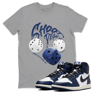 1s Midnight Navy shirts to match jordans Shoot Dice sneaker match tees Air Jordan 1 Midnight Navy match shoes to clothes SNRT Sneaker Tees unisex cotton Heather Grey 1 shirts
