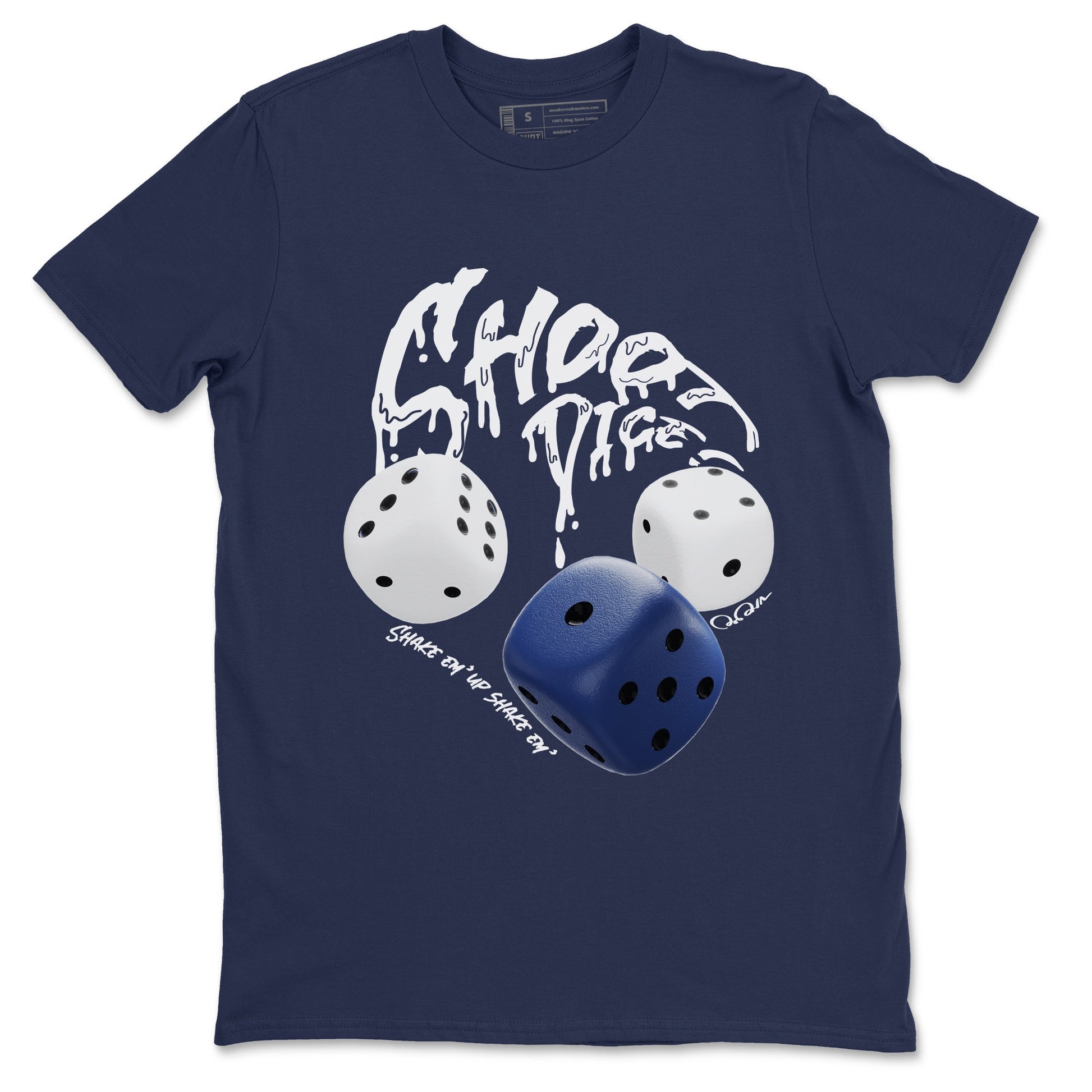 1s Midnight Navy shirts to match jordans Shoot Dice sneaker match tees Air Jordan 1 Midnight Navy match shoes to clothes SNRT Sneaker Tees unisex cotton Navy 2 shirts