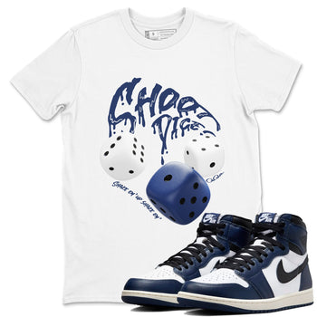1s Midnight Navy shirts to match jordans Shoot Dice sneaker match tees Air Jordan 1 Midnight Navy match shoes to clothes SNRT Sneaker Tees unisex cotton White 1 shirts