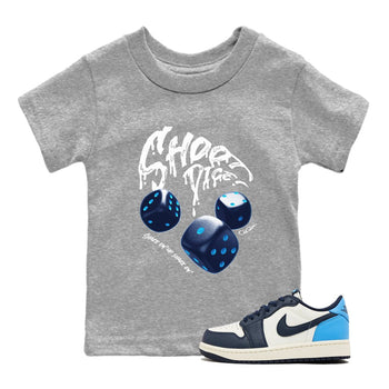 1s Obsidian shirts to match jordans Shoot Dice sneaker match tees Air Jordan 1 Low OG Obsidian match shoes to clothes SNRT Sneaker Tees Youth Baby Heather Grey 1 tee
