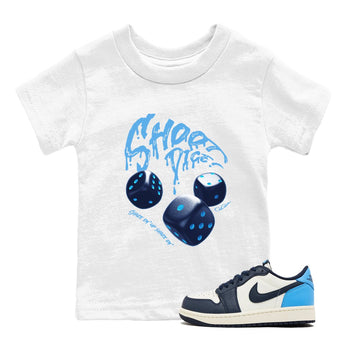 1s Obsidian shirts to match jordans Shoot Dice sneaker match tees Air Jordan 1 Low OG Obsidian match shoes to clothes SNRT Sneaker Tees Youth Baby White 1 tee