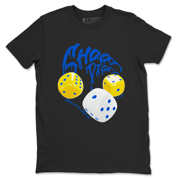 1s Travis Scott Canary shirt to match jordans Shoot Dice sneaker tees Air Jordan 1 Travis Scott Canary SNRT Sneaker Release Tees unisex cotton Black 2 crew neck shirt