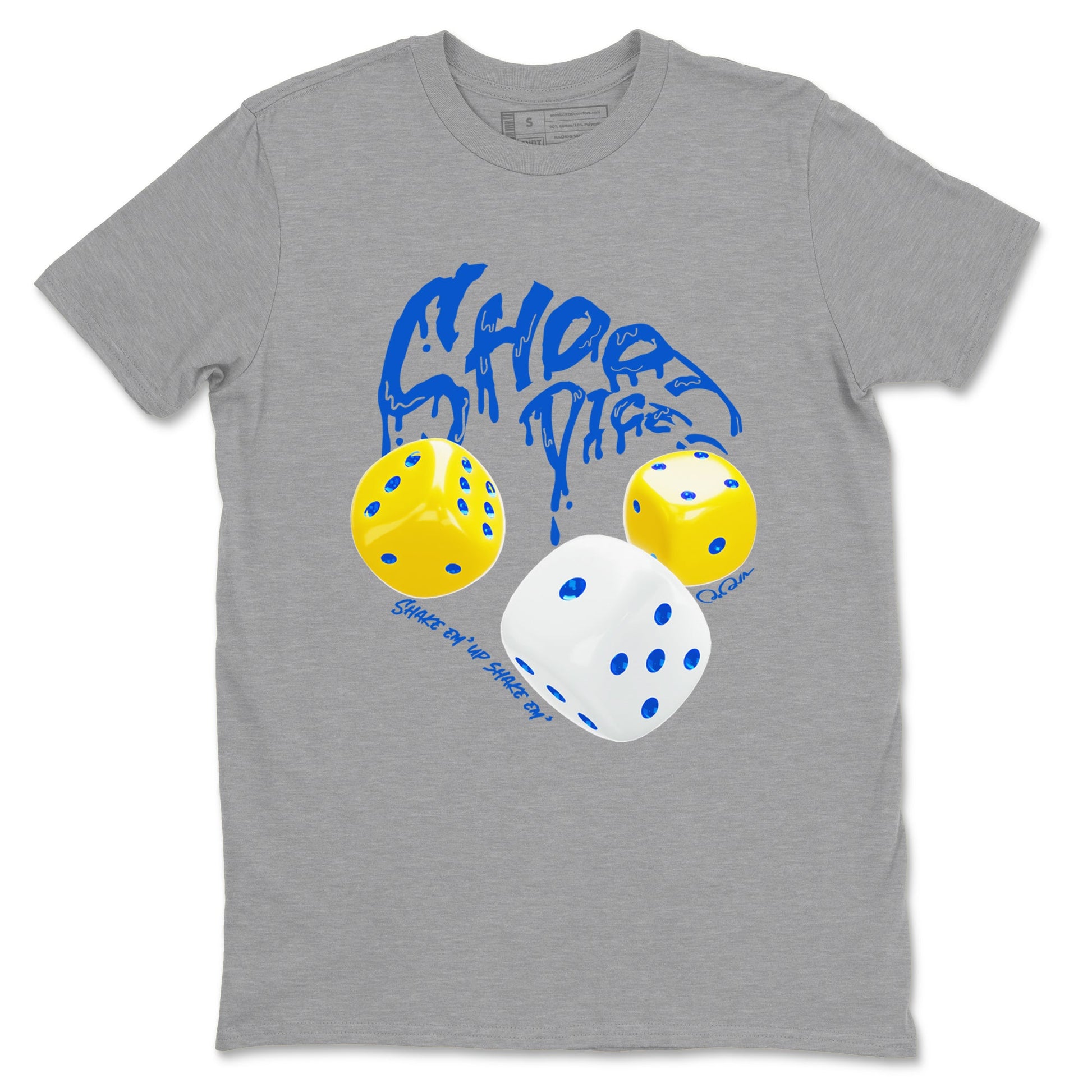 1s Travis Scott Canary shirt to match jordans Shoot Dice sneaker tees Air Jordan 1 Travis Scott Canary SNRT Sneaker Release Tees unisex cotton Heather Grey 2 crew neck shirt