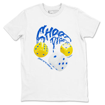 1s Travis Scott Canary shirt to match jordans Shoot Dice sneaker tees Air Jordan 1 Travis Scott Canary SNRT Sneaker Release Tees unisex cotton White 2 crew neck shirt