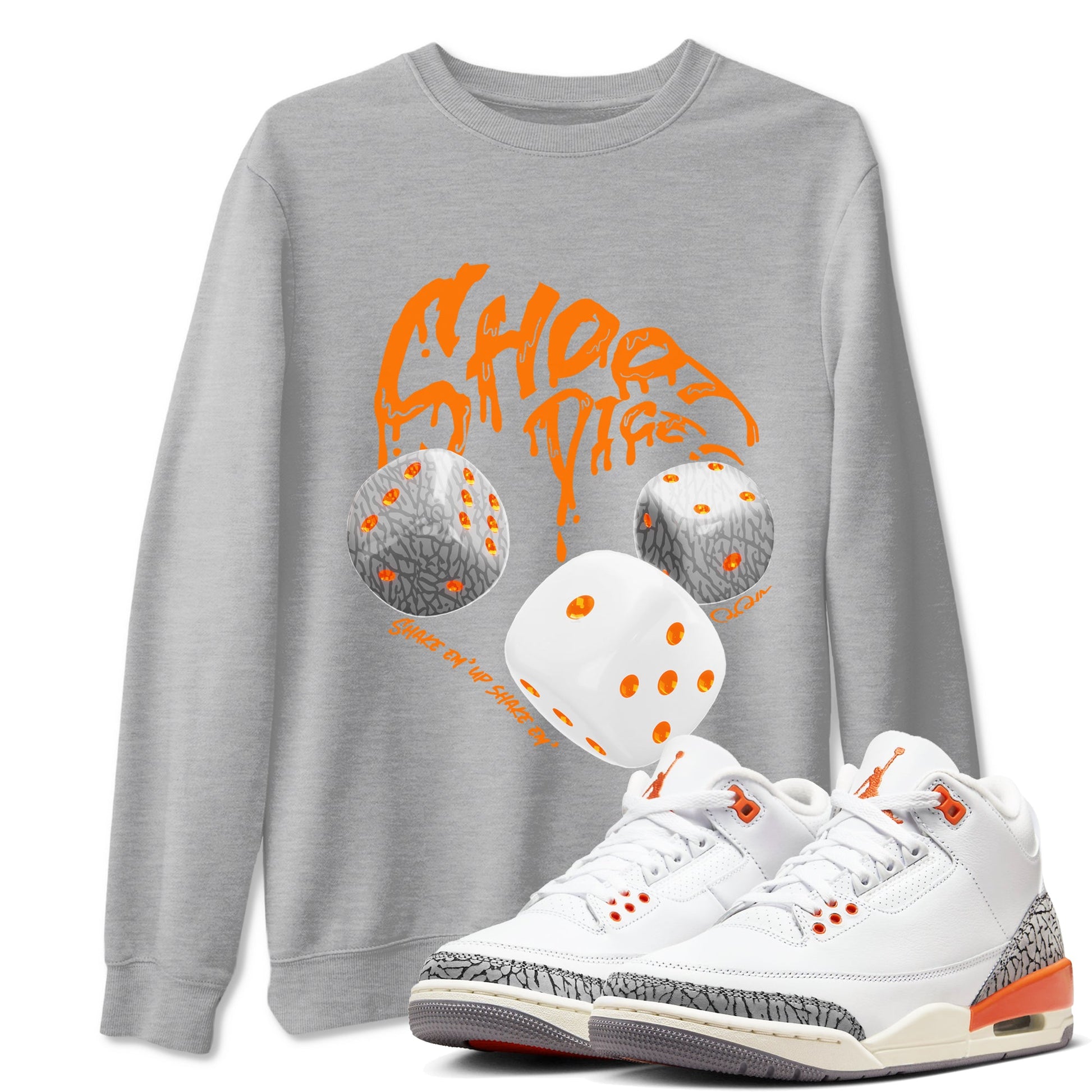 3s Georgia Peach shirt to match jordans Shoot Dice sneaker tees Air Jordan 3 Georgia Peach SNRT Sneaker Release Tees unisex cotton Heather Grey 1 crew neck shirt