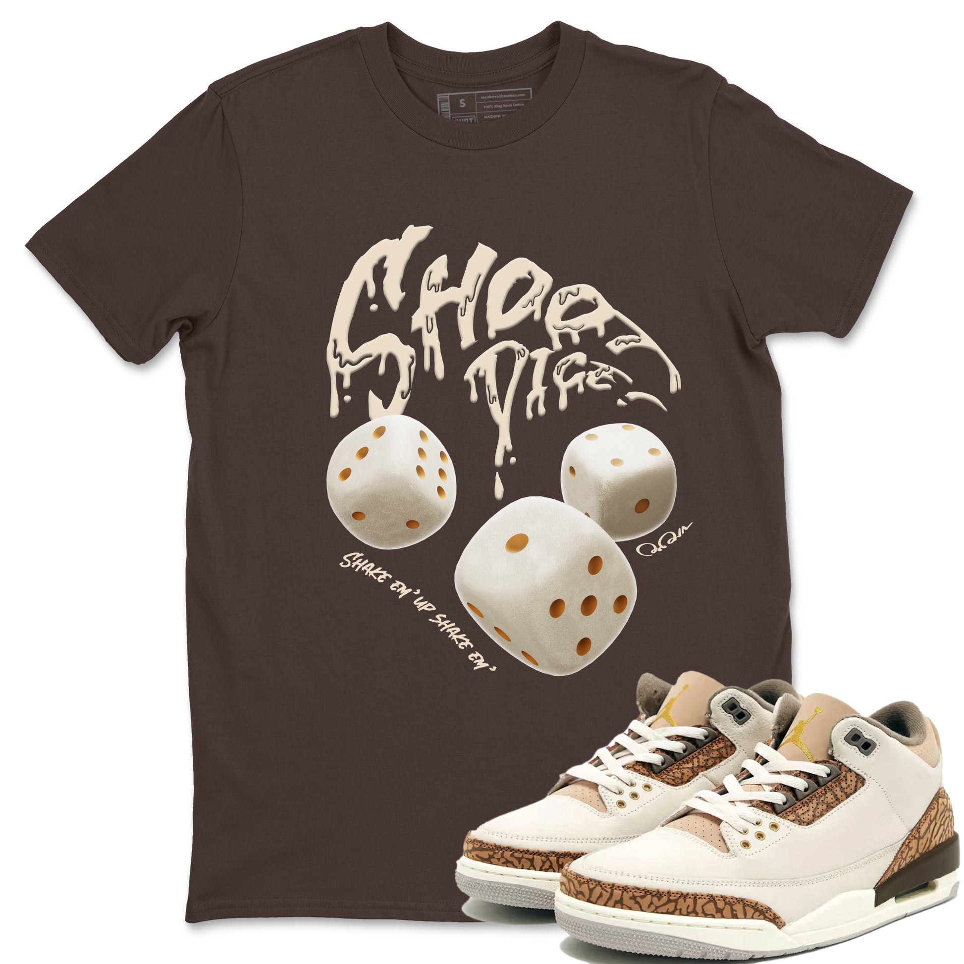 Air Jordan 3 Palomino Sneaker Match Tees Shoot Dice Sneaker Tees AJ3 Palomino Sneaker Release Tees Unisex Shirts Dark Chocolate 1