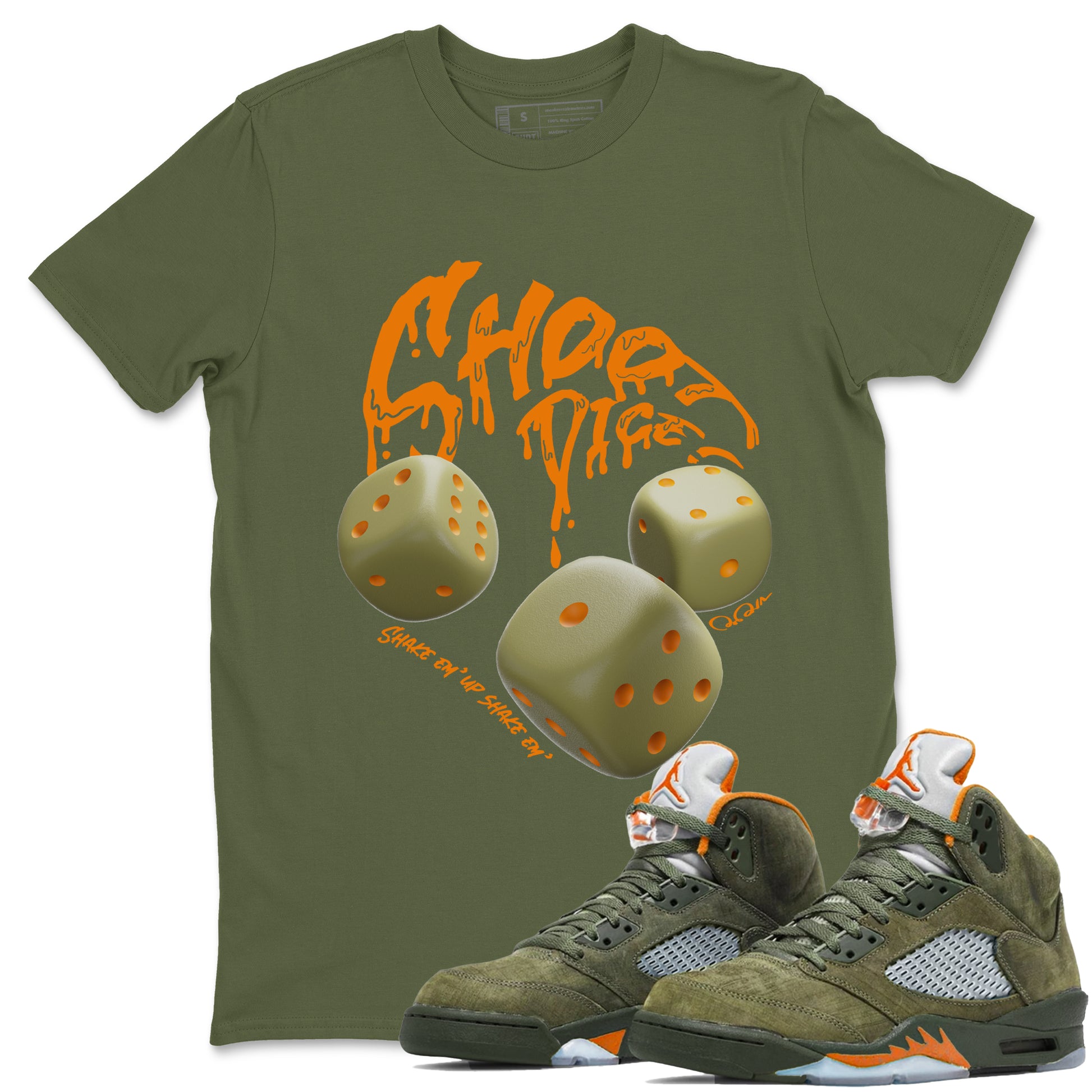 Shoot Dice Unisex Adult Tops - Air Jordan 5 Olive - SNRT Sneaker T-shirts