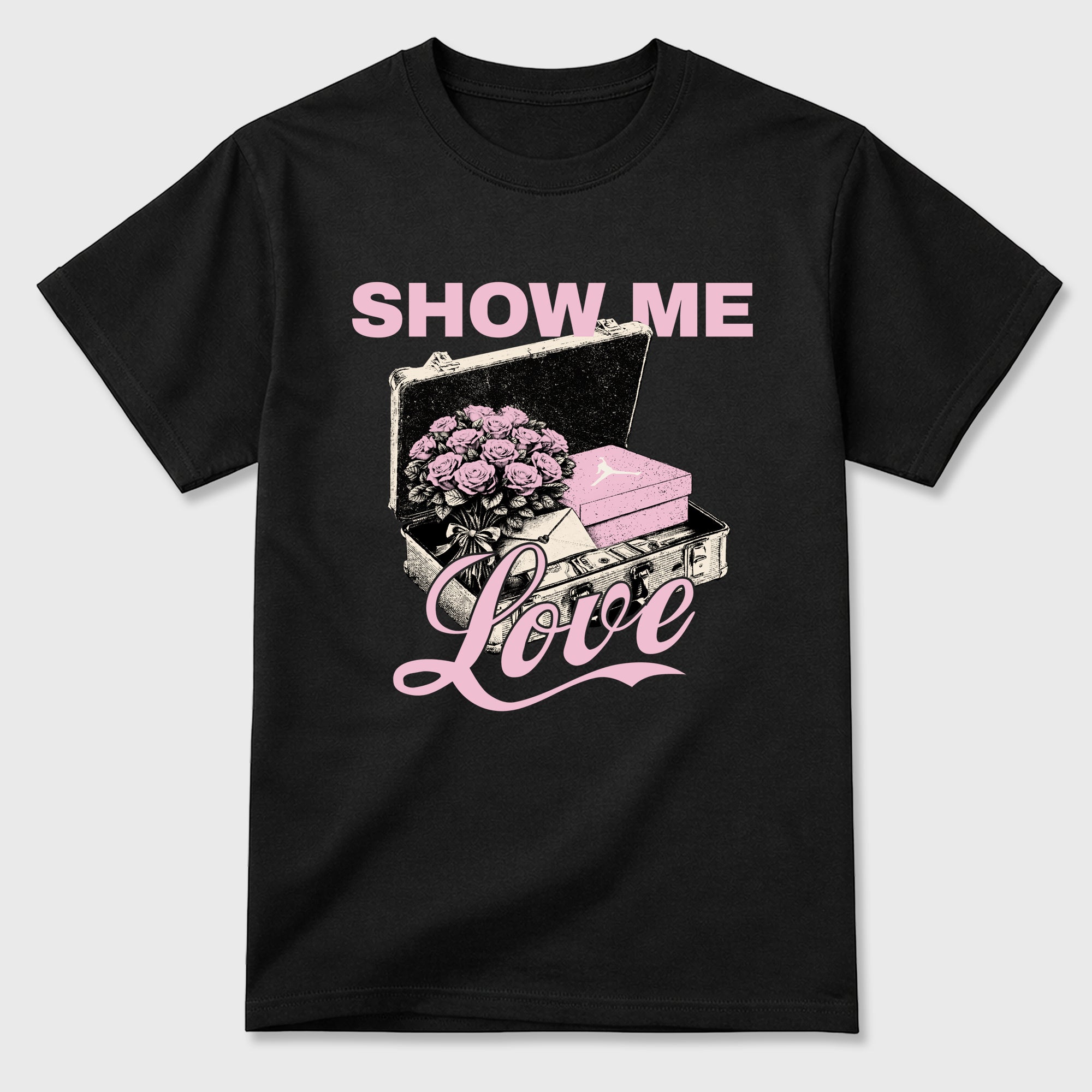 Sneaker match tees – Sneaker Tees To Match Air Jordan 4 Iced Carmine Shoes – Show Me Love Tee Black 2