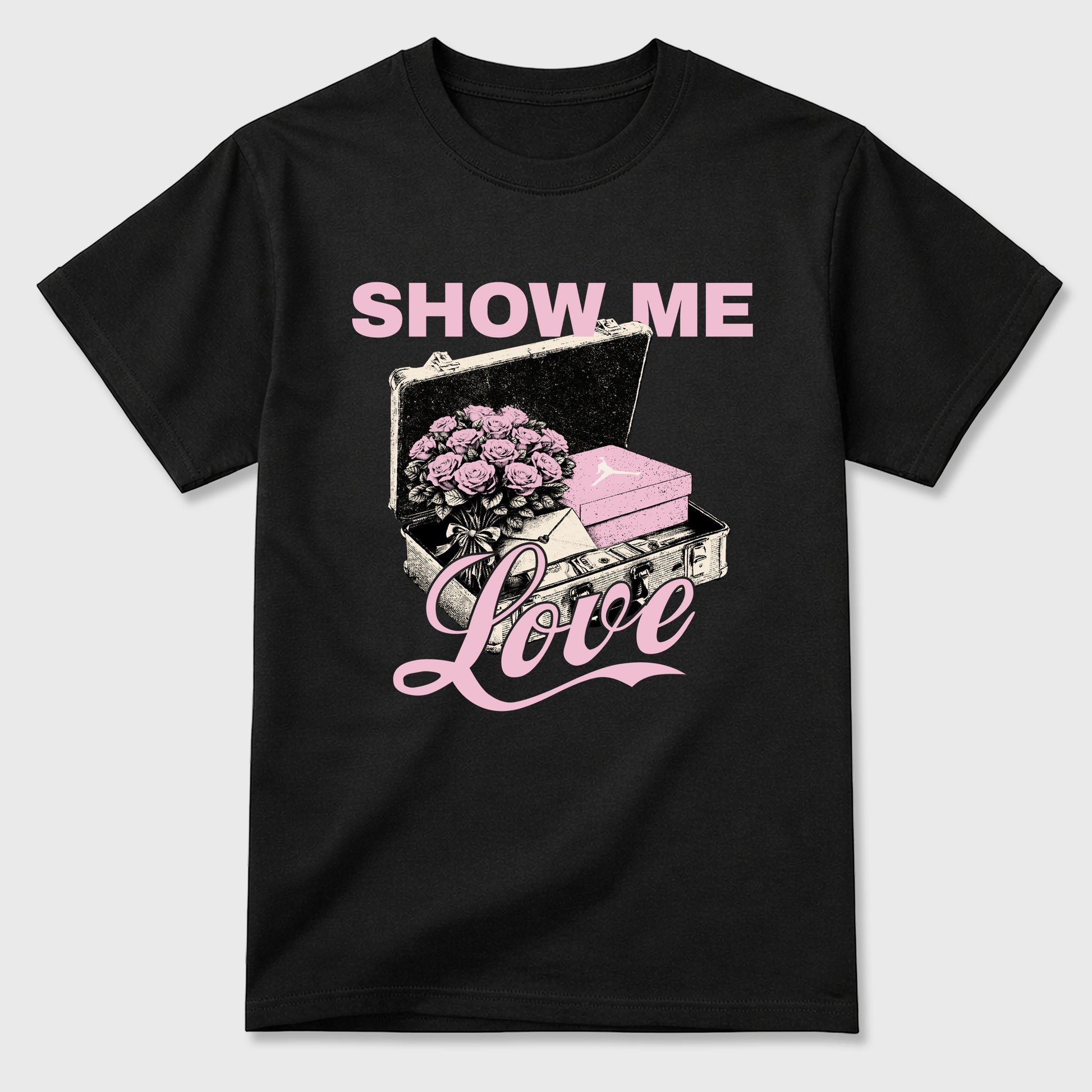 Sneaker match tees – Sneaker Tees To Match Air Jordan 4 Iced Carmine Shoes – Show Me Love Tee Black 2