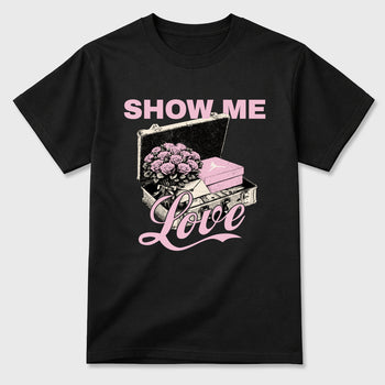Sneaker match tees – Sneaker Tees To Match Air Jordan 4 Iced Carmine Shoes – Show Me Love Tee Black 2