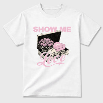 Sneaker match tees – Sneaker Tees To Match Air Jordan 4 Iced Carmine Shoes – Show Me Love Tee White 2