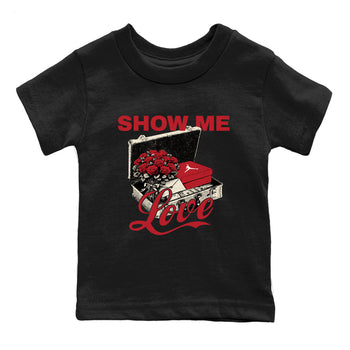 Best Sneakerfits graphic tee – Perfect Valentine's Day outfits to match Air Jordan 4 Valentines Day – Show Me Love Kids T-Shirt Black 2