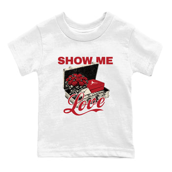 Best Sneakerfits graphic tee – Perfect Valentine's Day outfits to match Air Jordan 4 Valentines Day – Show Me Love Kids T-Shirt White 2