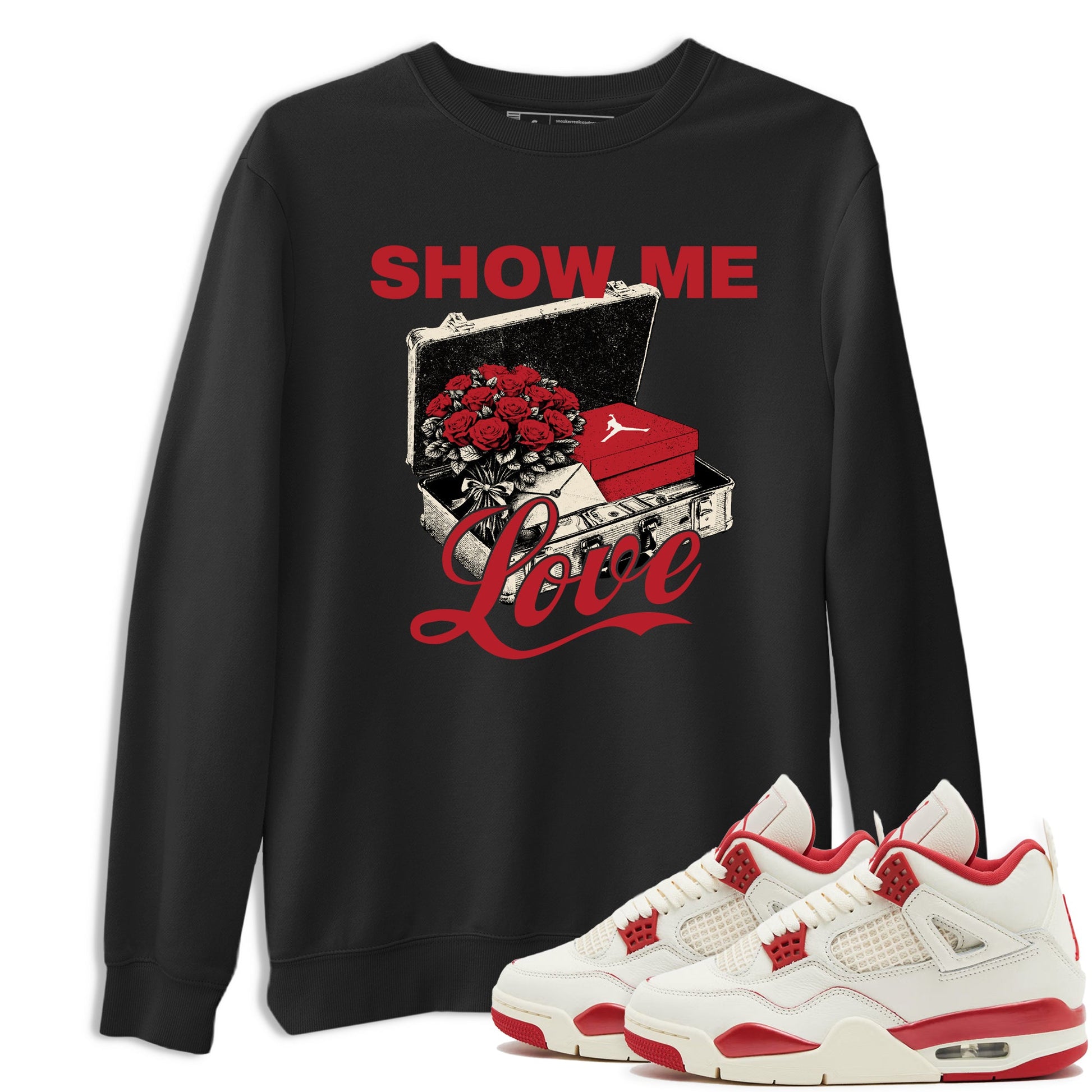 Best Sneakerfits graphic tee – Perfect Valentine's Day outfits to match Air Jordan 4 Valentines Day – Show Me Love Tee Black 1