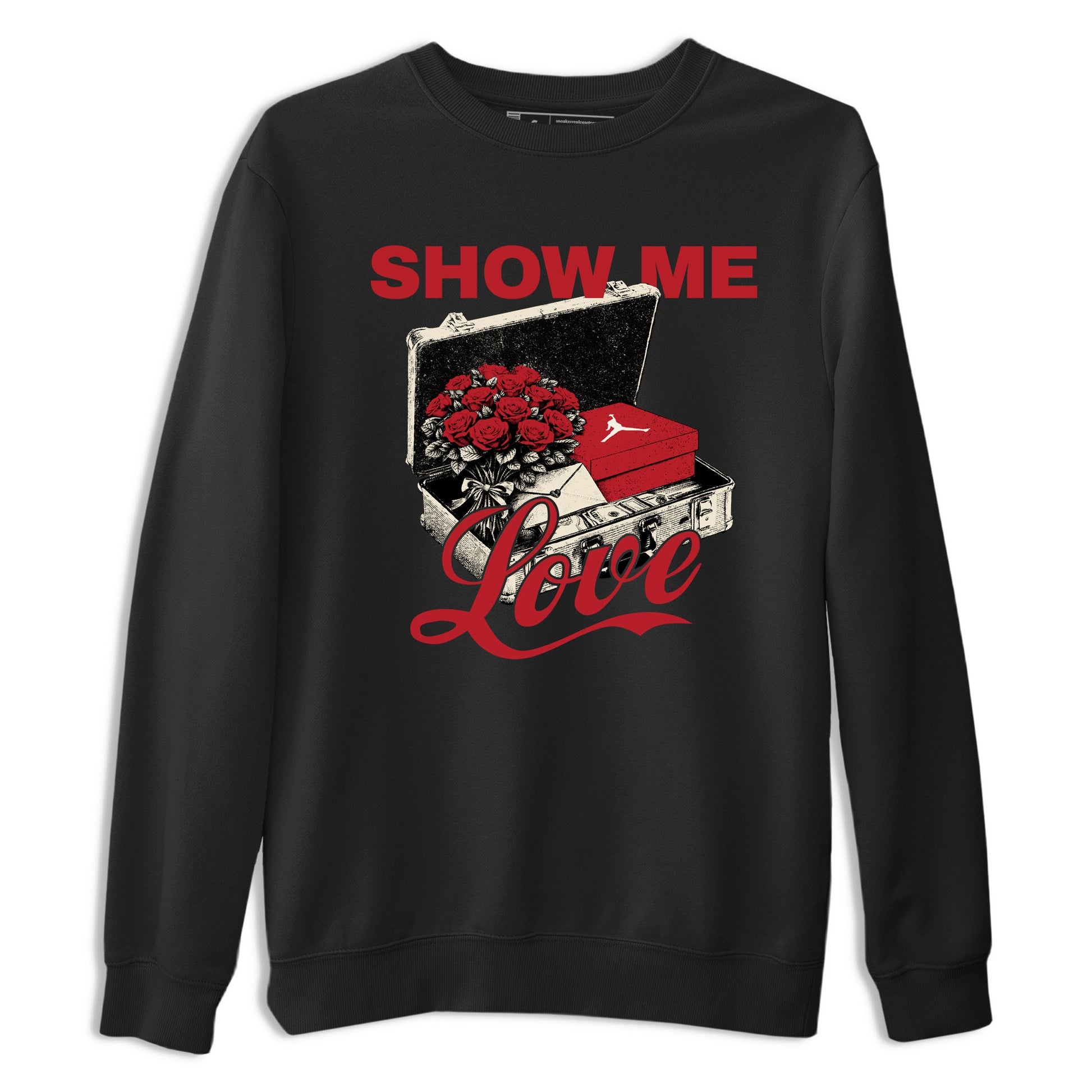 Best Sneakerfits graphic tee – Perfect Valentine's Day outfits to match Air Jordan 4 Valentines Day – Show Me Love Tee Black 2