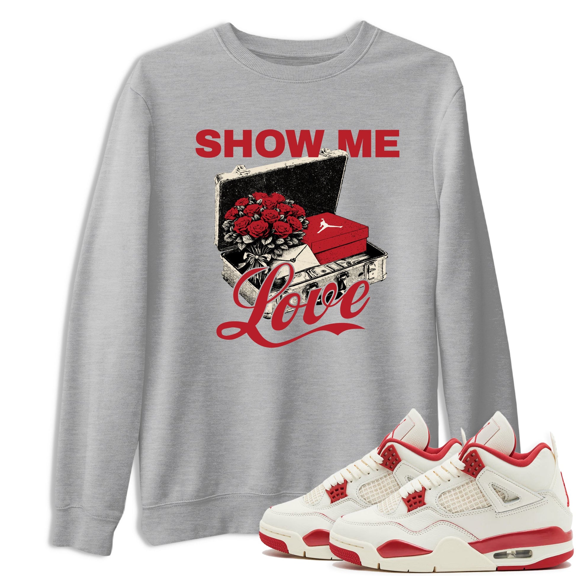 Best Sneakerfits graphic tee – Perfect Valentine's Day outfits to match Air Jordan 4 Valentines Day – Show Me Love Tee Heather Grey 1