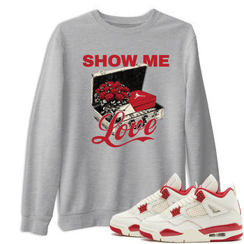 Best Sneakerfits graphic tee – Perfect Valentine's Day outfits to match Air Jordan 4 Valentines Day – Show Me Love Tee Heather Grey 1