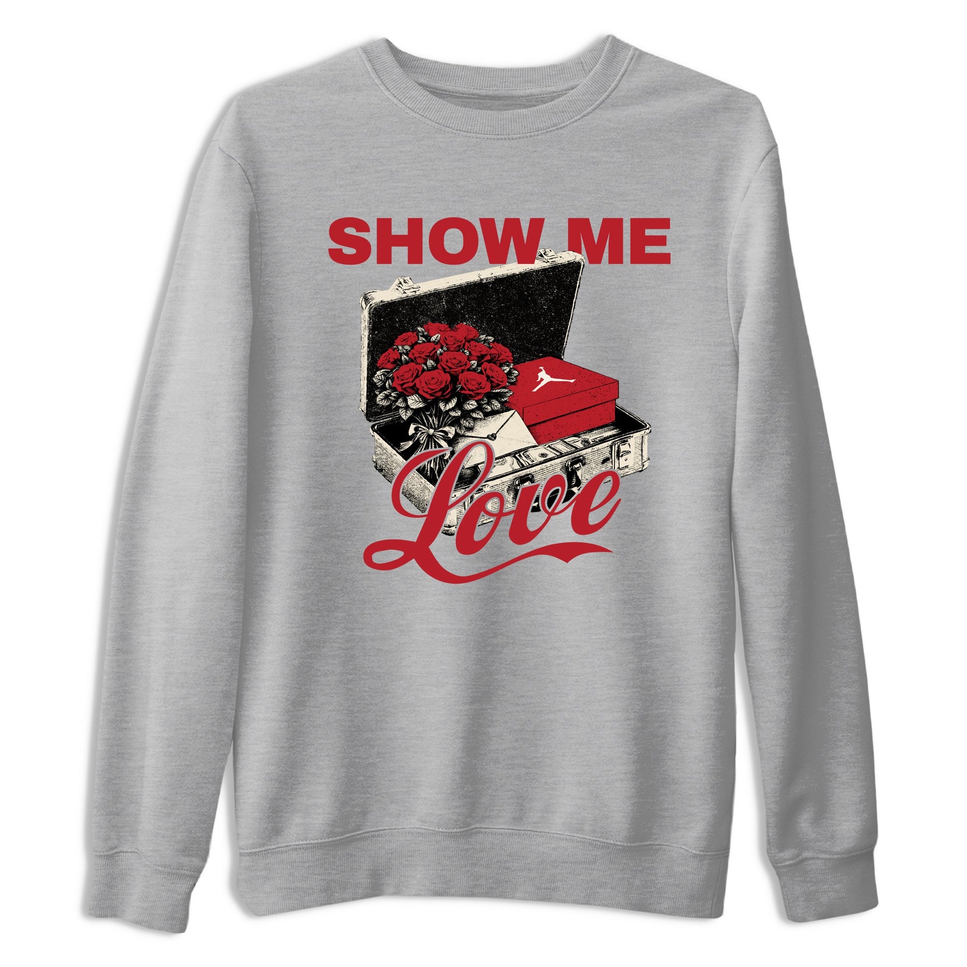 Best Sneakerfits graphic tee – Perfect Valentine's Day outfits to match Air Jordan 4 Valentines Day – Show Me Love Tee Heather Grey 2