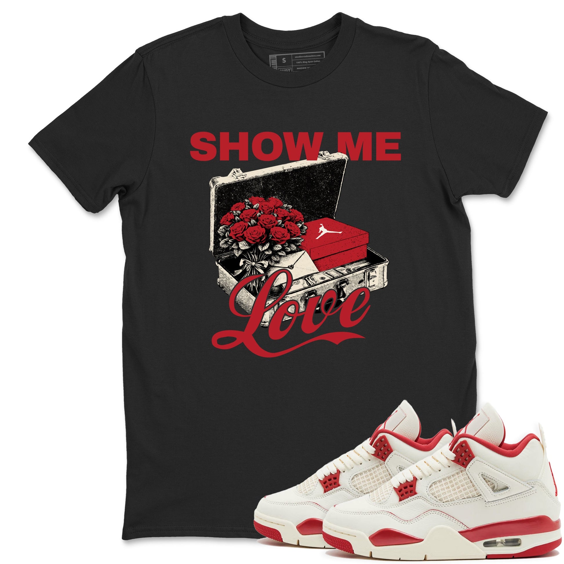 Best Sneakerfits graphic tee – Perfect Valentine's Day outfits to match Air Jordan 4 Valentines Day – Show Me Love Tee Black 1