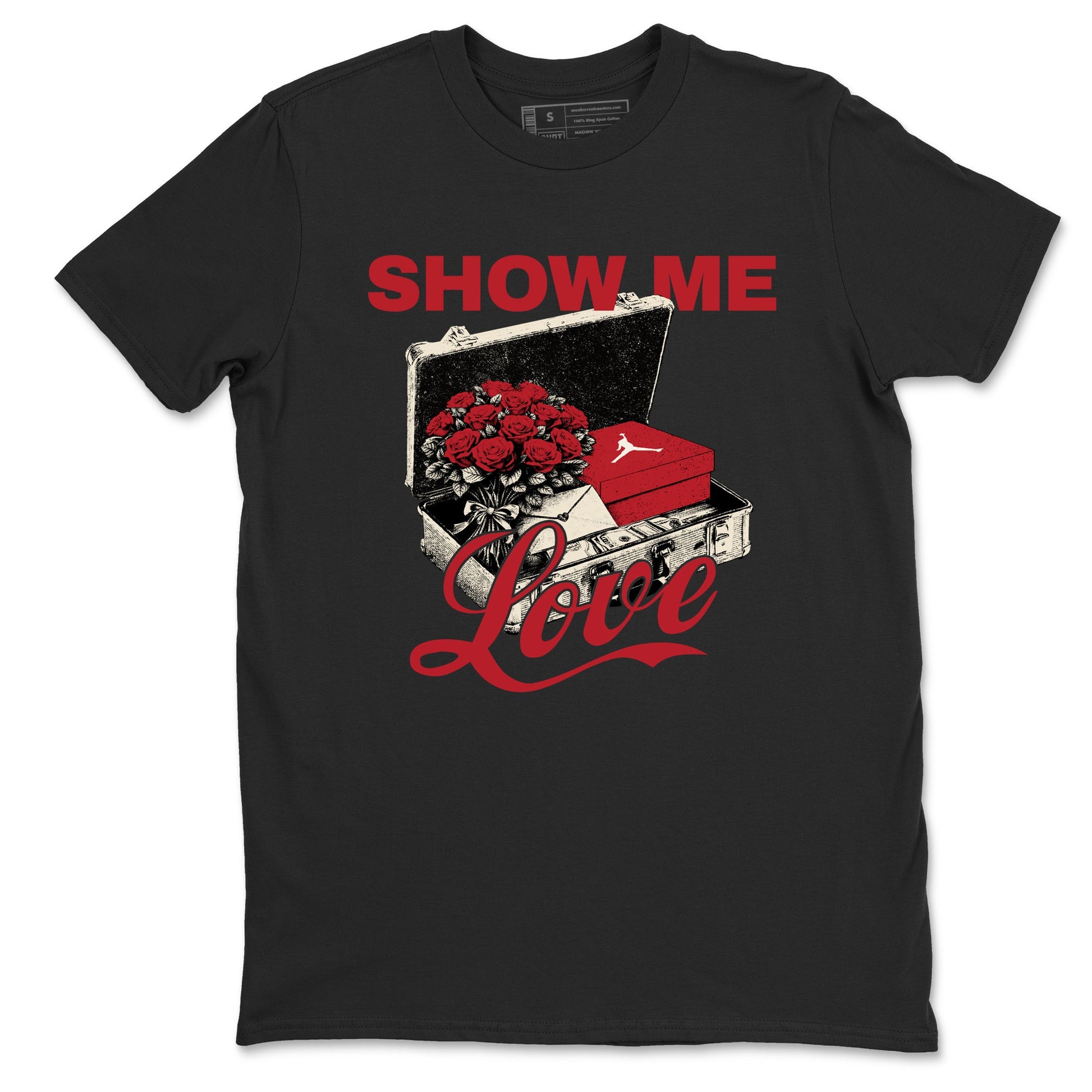 Best Sneakerfits graphic tee – Perfect Valentine's Day outfits to match Air Jordan 4 Valentines Day – Show Me Love Tee Black 2