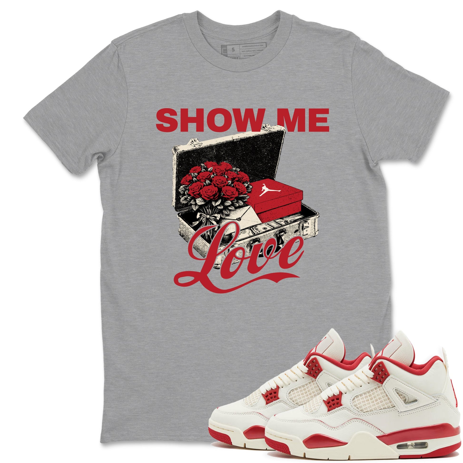 Best Sneakerfits graphic tee – Perfect Valentine's Day outfits to match Air Jordan 4 Valentines Day – Show Me Love Tee Heather Grey 1