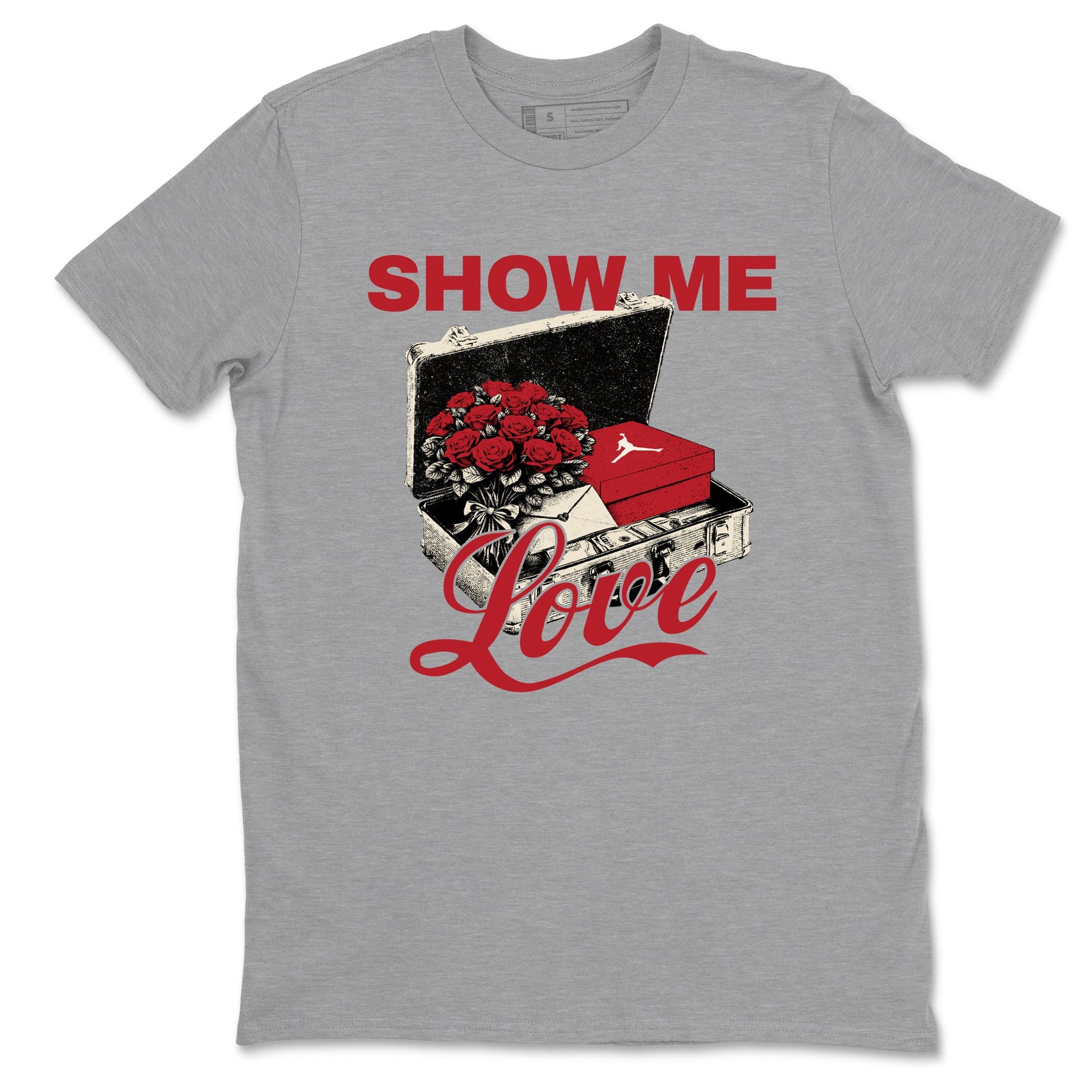 Best Sneakerfits graphic tee – Perfect Valentine's Day outfits to match Air Jordan 4 Valentines Day – Show Me Love Tee Heather Grey 2