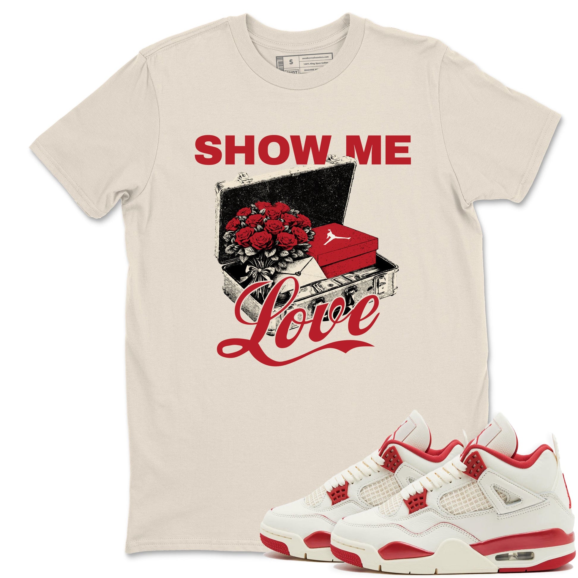 Best Sneakerfits graphic tee – Perfect Valentine's Day outfits to match Air Jordan 4 Valentines Day – Show Me Love Tee Natural 1