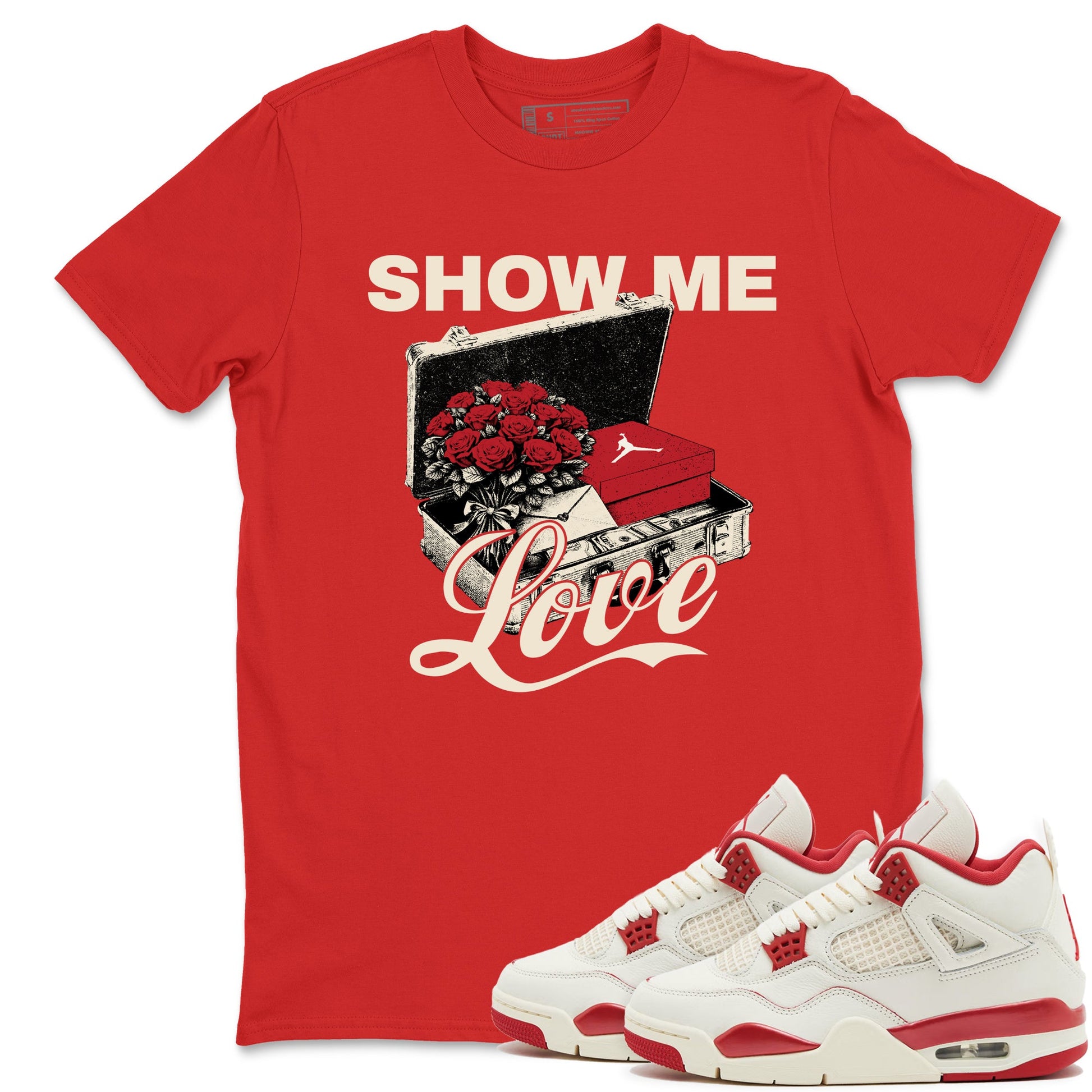 Best Sneakerfits graphic tee – Perfect Valentine's Day outfits to match Air Jordan 4 Valentines Day – Show Me Love Tee Red 1