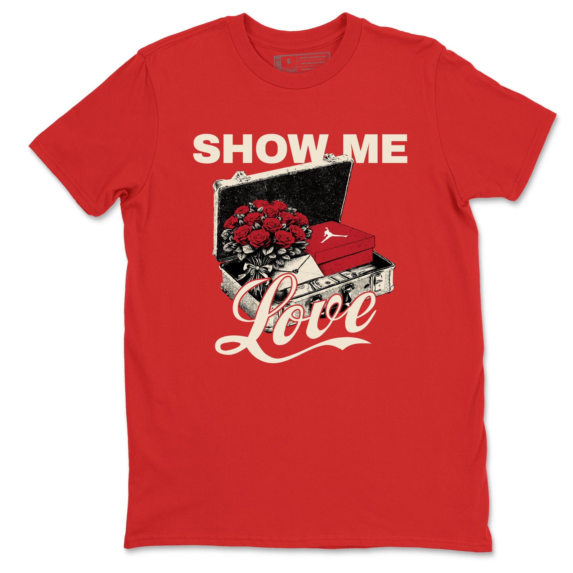Best Sneakerfits graphic tee – Perfect Valentine's Day outfits to match Air Jordan 4 Valentines Day – Show Me Love Tee Red 2
